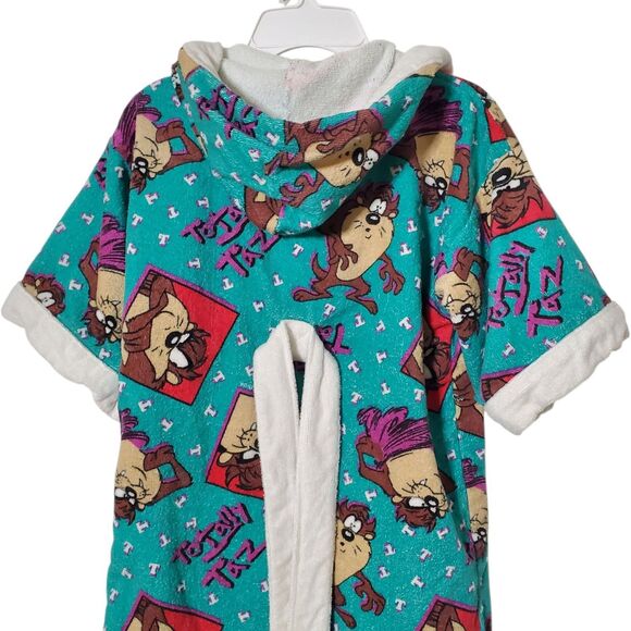 Vintage 90s Taz Looney Tunes Terry Cloth Robe Children's Size L 7-9 - Picture 7 of 12